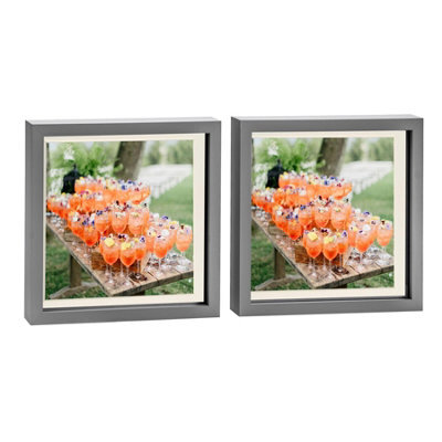 "Nicola Spring 10 X 10"" Photo Frames - Grey/ivory Mount - 3D Picture Frame Box Portrait Display Case (8 X 8"" Mount) Set Of 2" - image 1