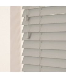 50mm Slat Pale Grey Real Wood Venetian Blind With Strings 120Cm Drop 140Cm Wide - thumbnail 1