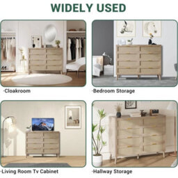 8 Drawers Rattan Dresser Chest Of Dressers With Handle For Bedroom Living Room - thumbnail 6