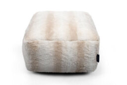 Littens Cream Rabbit Faux Fur Striped Square Footstool Ottoman Pouffe Bean Bag 45Cm X 45Cm X 25Cm