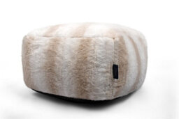 Littens Cream Rabbit Faux Fur Striped Square Footstool Ottoman Pouffe Bean Bag 45Cm X 45Cm X 25Cm - thumbnail 2
