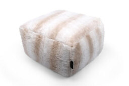 Littens Cream Rabbit Faux Fur Striped Square Footstool Ottoman Pouffe Bean Bag 45Cm X 45Cm X 25Cm - thumbnail 3