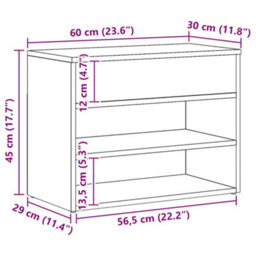 Vidaxl Shoe Bench Artisan Oak 60X30X45 Cm Engineered Wood - thumbnail 3