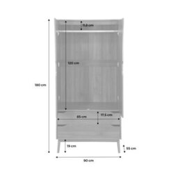 Sweeek - Vintage Wooden Wardrobe With 2 Doors 2 Drawers 1 Rod - thumbnail 8
