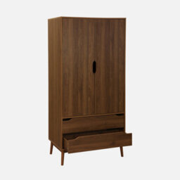 Sweeek - Vintage Wooden Wardrobe With 2 Doors 2 Drawers 1 Rod - thumbnail 3