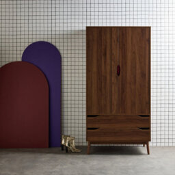 Sweeek - Vintage Wooden Wardrobe With 2 Doors 2 Drawers 1 Rod - thumbnail 4