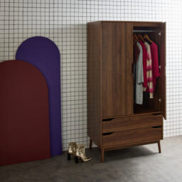 Sweeek - Vintage Wooden Wardrobe With 2 Doors 2 Drawers 1 Rod - thumbnail 5
