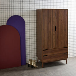 Sweeek - Vintage Wooden Wardrobe With 2 Doors 2 Drawers 1 Rod - thumbnail 6