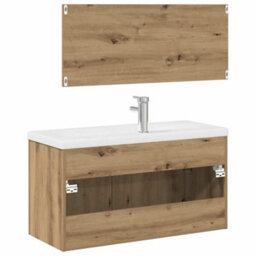 Berkfield 3 Piece Bathroom Furniture Set Artisan Oak Engineered Wood - thumbnail 9