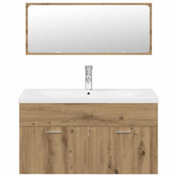 Berkfield 3 Piece Bathroom Furniture Set Artisan Oak Engineered Wood - thumbnail 4