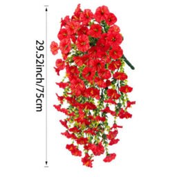 2 Pack Artificial Flower Vine Decorations, Red Morning Glory Wall Decoration, Anti - Ultraviolet - thumbnail 2