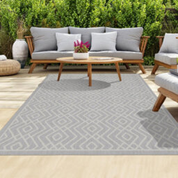 Homeart Outdoor Rugs Easy Cleaning Area Rugs For Balcony,garden,picnic,uv Weather Resistant  Grey Cream, 80 X 150 Cm