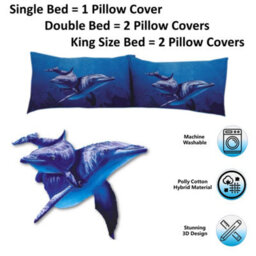 TheWhiteWater Limited Blue Water Dancing Dolphins Bed Set - 3D Animal Printed Single Beddings Duvet Cover + One Matching Pillowcase - thumbnail 6