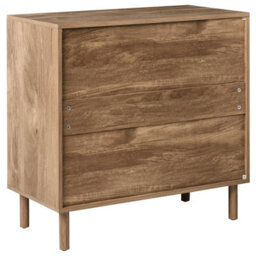 Wyld and Coco Nordicluxe 3-Drawer Chest With Ribbed Front, Light Brown Pine Legs, Compact W80 X D40 X H77Cm - thumbnail 6