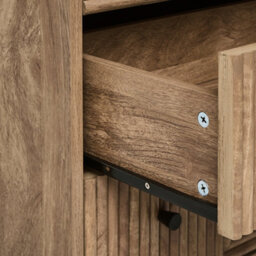 Wyld and Coco Nordicluxe 3-Drawer Chest With Ribbed Front, Light Brown Pine Legs, Compact W80 X D40 X H77Cm - thumbnail 7