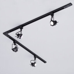 Litecraft Greenwich Black 4 Head 2M L Shape Kitchen Ceiling Light With Led Bulbs - thumbnail 2