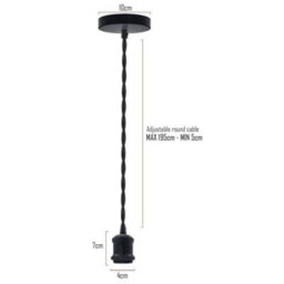 3 Pack Vintage E27 Pendant Light Fitting Kit  Industrial Ceiling Light With 2M Twisted Cable Rose Gold - thumbnail 4