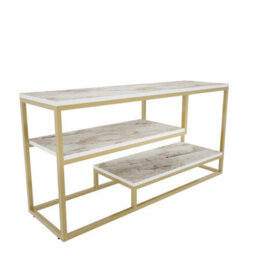 Decorotika Lorin Tv Stand Tv Unit For Tvs Up To 55 Inch White Marble Effect And Gold - thumbnail 5