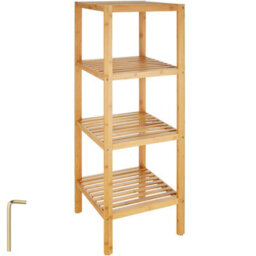 Tectake 4 Tier Book Shelf Unit Bamboo Bookcase Bathroom Kitchen Storage Rack Display  - Brown
