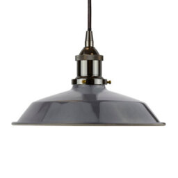 Slate Grey Small Trinity Metal Painted Dome Pendant Light With Black Nickel Lamp Holder And Black Round Cable - Se Home