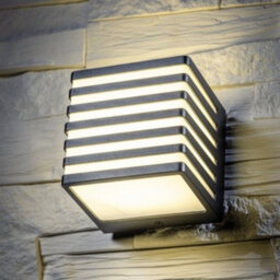 CGC Interiors Cgc Sirolo Black Square Led Outdoor Outside Cube Wall Light Decorative Grill 4000K Ip54 10W 1000Lm