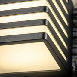 CGC Interiors Cgc Sirolo Black Square Led Outdoor Outside Cube Wall Light Decorative Grill 4000K Ip54 10W 1000Lm - thumbnail 2