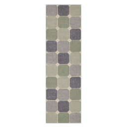 Melrose Salerno Green Square Patterned Design Large Indoor Area Runner Rug 060/230Cm - thumbnail 7