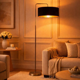 CGC Lighting Cgc Kyra Brushed Nickel Angled Floor Lamp With Large 45Cm Velvet Lampshade - thumbnail 2