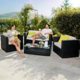 Tectake Garden Furniture Set Munich - Outdoor Sofa, 2 Armchairs, Table, 2 Cushion Cover Sets  - Grey - thumbnail 9