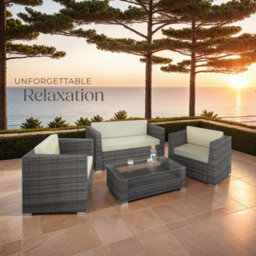 Tectake Garden Furniture Set Munich - Outdoor Sofa, 2 Armchairs, Table, 2 Cushion Cover Sets  - Grey - thumbnail 8
