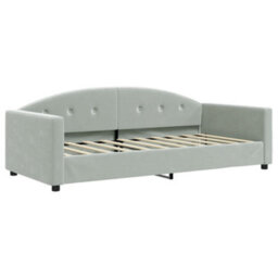 Berkfield Day Bed Light Grey 90X190 Cm Velvet - thumbnail 2