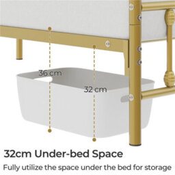 Yaheetech Antique Gold Single Metal Platform Bed Frame With High Headboard And Footboard - thumbnail 7