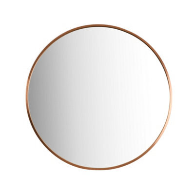 Homestylestore Brushed Copper 600mm Wall Hung Round Bathroom Mirror - image 1