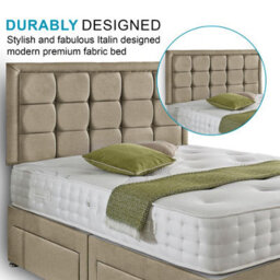 Dining Tables Dallas Matching Headboard Divan Set, 2 Drawer On Same Side With Sprung 1500 Comfort Mattress - Light Boucle Natural - Double - thumbnail 3
