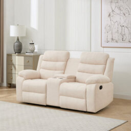 More4Homes Boston Manual Recliner Fabric 1+2+3 Seater Sofa Set W Drinks Console (Beige) - thumbnail 4