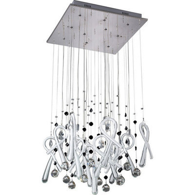 Luminosa Lighting Luminosa Class Pendant Square 10 Light G4 Polished Chrome/white Glass/crystal, Not Led/cfl Compatible - image 1