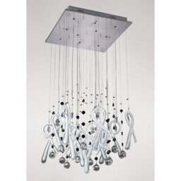 Luminosa Lighting Luminosa Class Pendant Square 10 Light G4 Polished Chrome/white Glass/crystal, Not Led/cfl Compatible - thumbnail 2