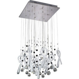 Luminosa Lighting Luminosa Class Pendant Square 10 Light G4 Polished Chrome/white Glass/crystal, Not Led/cfl Compatible