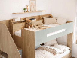 Flair Finn Staircase Bunk Bed With Storage Oak & Green - thumbnail 3
