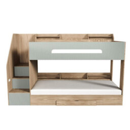 Flair Finn Staircase Bunk Bed With Storage Oak & Green - thumbnail 4