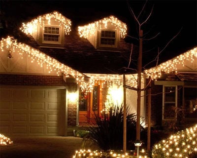 Best Artificial 2.5M/8Ft Warm White Connectable Icicle Lights 83 Mains Powered Leds 8 Settings Memory & Timer Outdoor Weatherproof Christmas - image 1