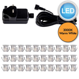 First Choice Lighting Set Of 30 30mm Stainless Steel Ip67 Warm White Led Plinth Decking Kit - thumbnail 9