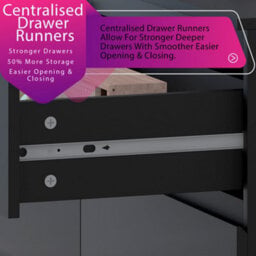 Fwstyle Stora Black 8 Drawer Chest (H) 99Cm (W) 110Cm (D) 40Cm - Extra Deep 14Cm Drawers - thumbnail 3