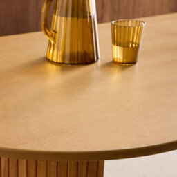 Sweeek - Oval Dining Table 200Cm In Rubberwood And Oak Veneer Seats 6-8 Natural 200X90X75 Cm - Esteban - thumbnail 8