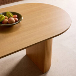 Sweeek - Oval Dining Table 200Cm In Rubberwood And Oak Veneer Seats 6-8 Natural 200X90X75 Cm - Esteban - thumbnail 7