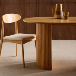 Sweeek - Oval Dining Table 200Cm In Rubberwood And Oak Veneer Seats 6-8 Natural 200X90X75 Cm - Esteban - thumbnail 6