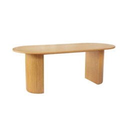 Sweeek - Oval Dining Table 200Cm In Rubberwood And Oak Veneer Seats 6-8 Natural 200X90X75 Cm - Esteban - thumbnail 2