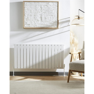 Clifton 575mm (H) X 1032mm (W) - White Horizontal Single Panel Horizontal Aluminium Radiator (Bala) - (0.57M X 1.03M) - Depth 37mm