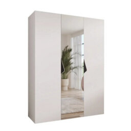 Arte Sandi Ii Hinged Door Wardrobe 150Cm - White Three-Door Mirrored Wardrobe With Rails And Shelves - thumbnail 2