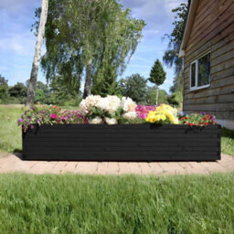 Woven Wood 1.4M Black Pine Raised Wooden Trough Planter - thumbnail 1